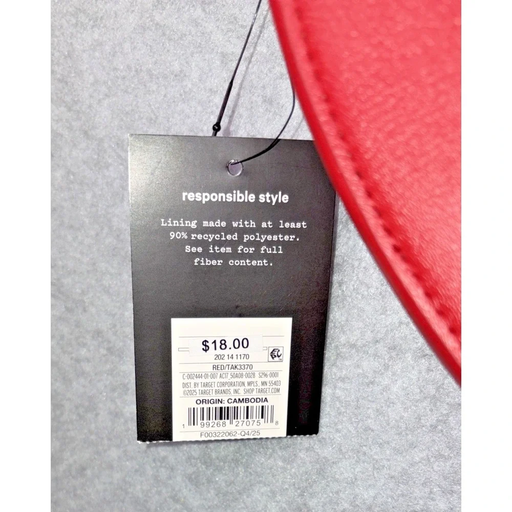 Art Class Heart-Shaped Red Faux Leather Crossbody Bag Purse